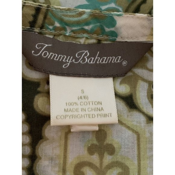 Tommy Bahama Sz SMALL Mandala Khaki Green 100% Cotton Tunic Long Sleeve VGUC - Picture 8 of 9